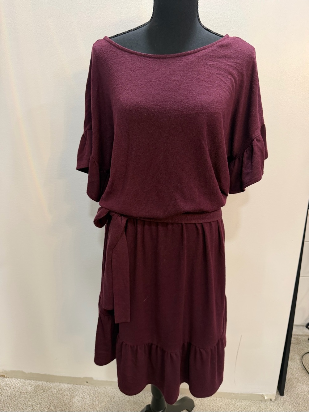 Gap- Women's Burgundy Knit Belted Dress